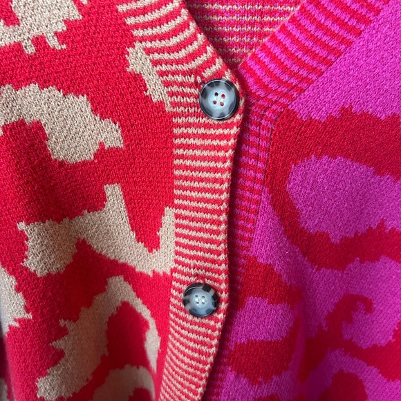 Vibrant Leopard Print V-Neck Cardigan - Picture 2 of 4